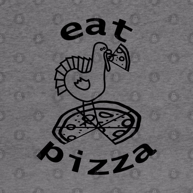 Turkey Eating Pizza For Thanksgiving Outline by ellenhenryart